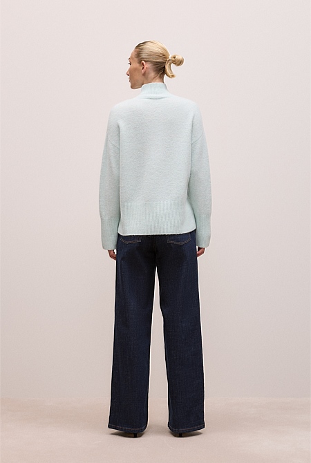 Alpaca Merino Blend Relaxed Mock Neck