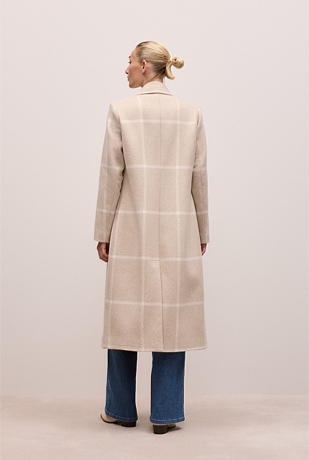 Italian Wool Blend Check Coat