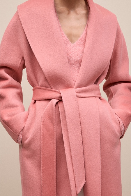 Brushed Wool Wrap Coat