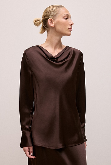 Satin Cowl Neck Top