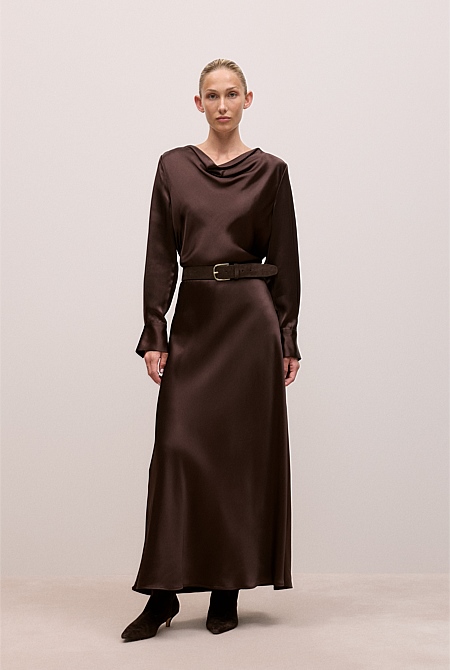 Satin Bias Cut Maxi Skirt