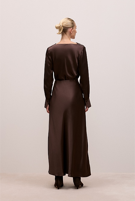 Satin Bias Cut Maxi Skirt