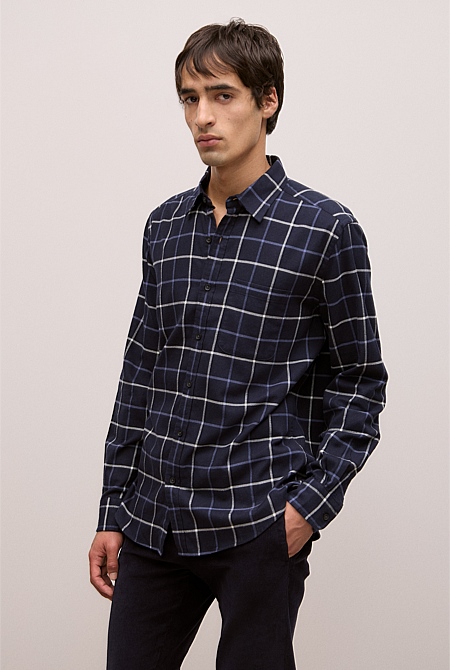 Brushed Cotton Yarn Dyed Check Shirt