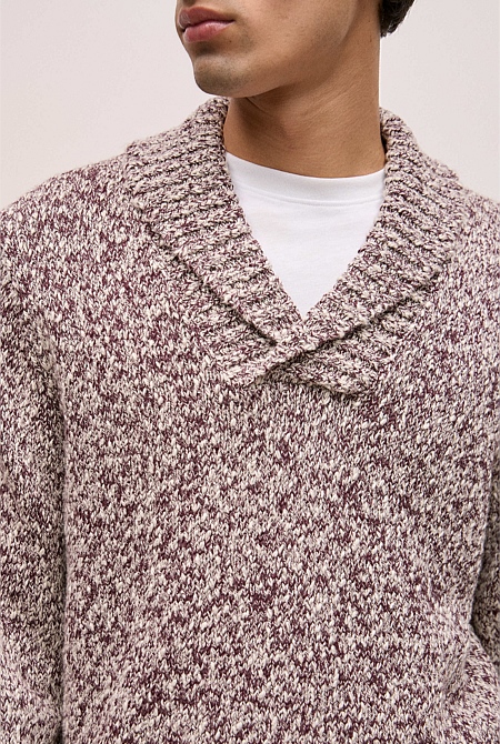 Textured Shawl Collar Knit