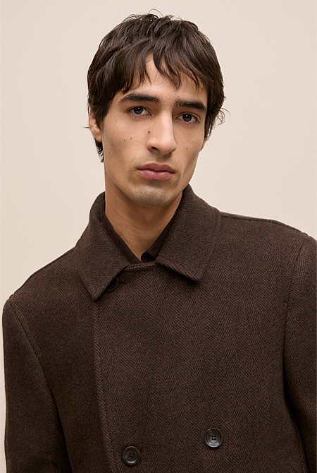 Italian Wool Herringbone Peacoat