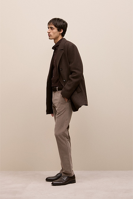 Italian Wool Herringbone Peacoat