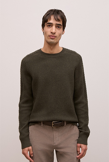 Merino Cable Detail Crew