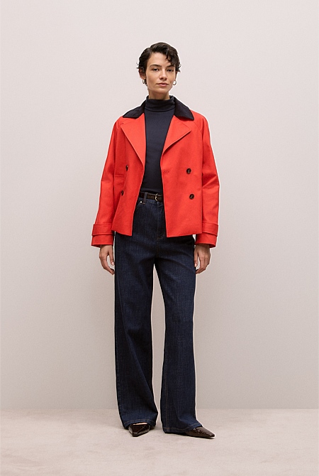 Corduroy Collar Short Trench