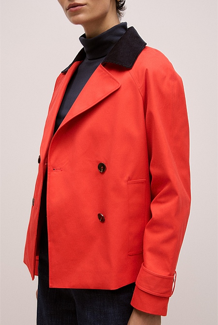 Corduroy Collar Short Trench