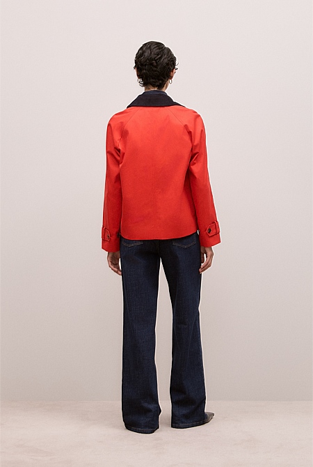 Corduroy Collar Short Trench