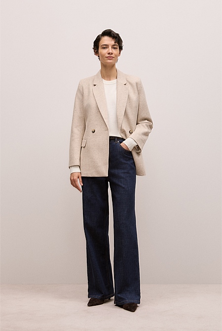 Italian Wool Blend Flecked Blazer