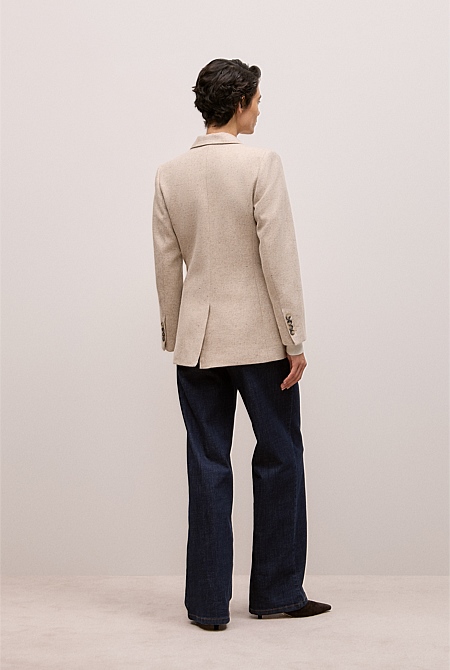 Italian Wool Blend Flecked Blazer