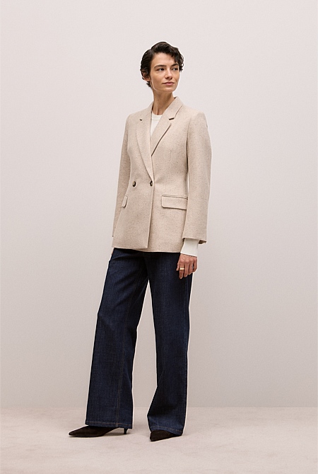 Italian Wool Blend Flecked Blazer