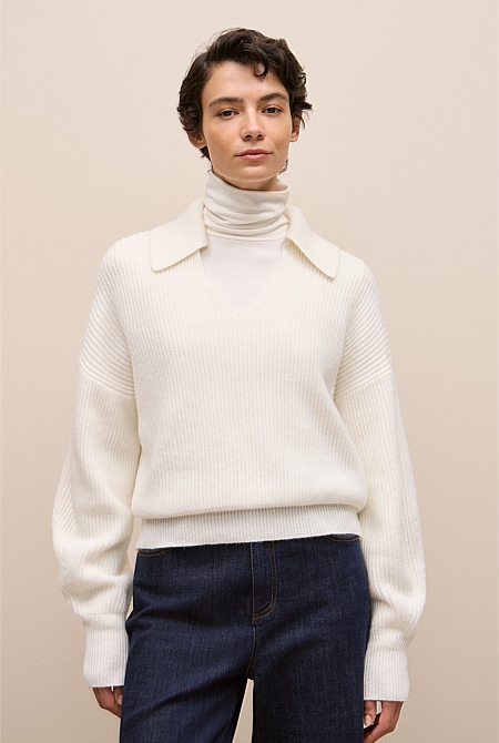Merino Open Collar Knit Merino Open Collar Knit