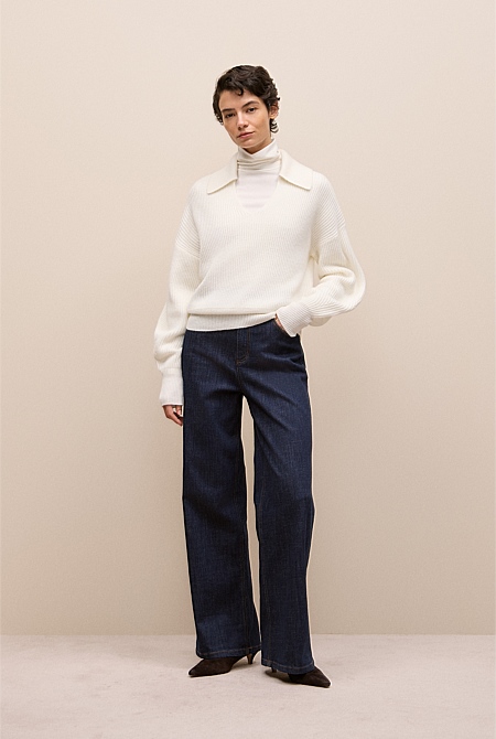Merino Open Collar Knit