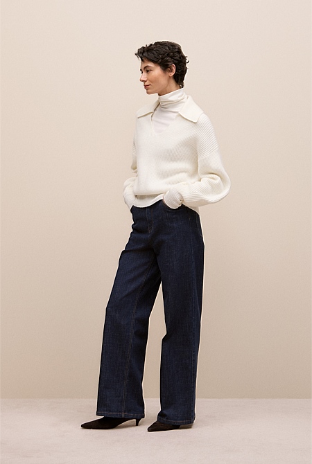 Merino Open Collar Knit