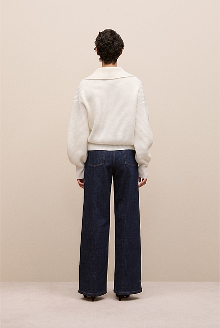 Merino Open Collar Knit