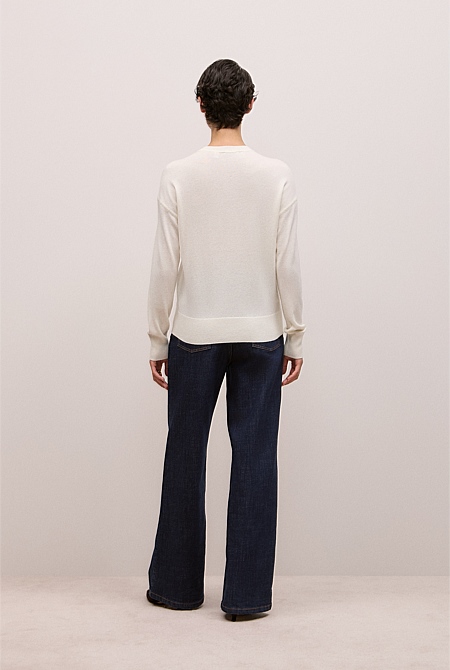 Merino Cashmere Forward Shoulder Seam Crew