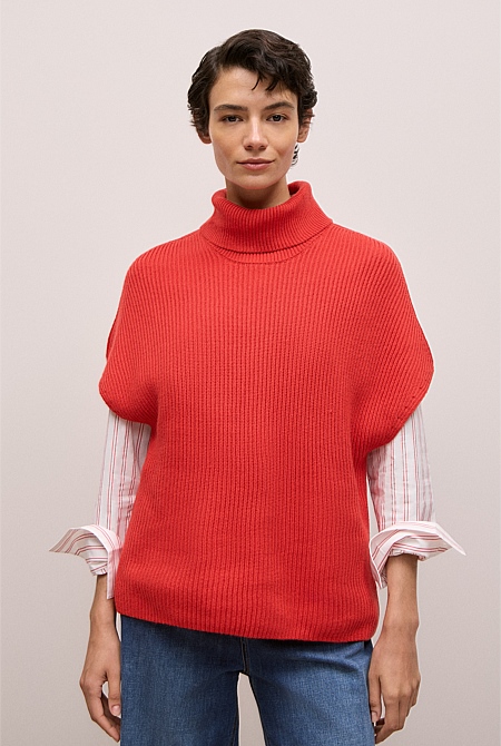 Cotton Cashmere Sleeveless High Neck Knit Cotton Cashmere Sleeveless High Neck Knit