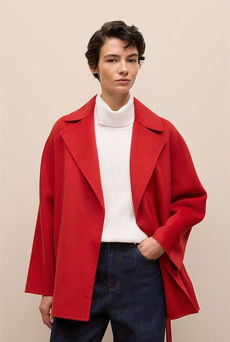 Double Faced Wool Short Wrap Coat Double Faced Wool Short Wrap Coat