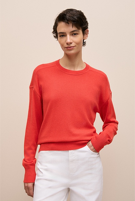Merino Cashmere Forward Shoulder Seam Crew