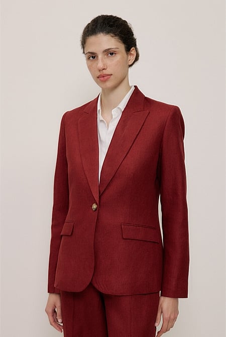 Linen Twill Single Breasted Blazer