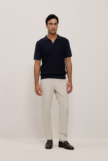 Mercerised Diamond Knit Polo