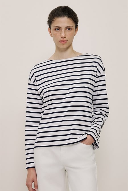 Australian Cotton Breton Stripe Long Sleeve T-shirt
