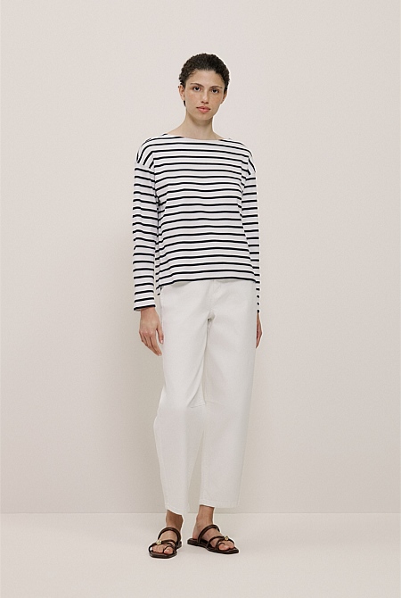 Australian Cotton Breton Stripe Long Sleeve T-shirt