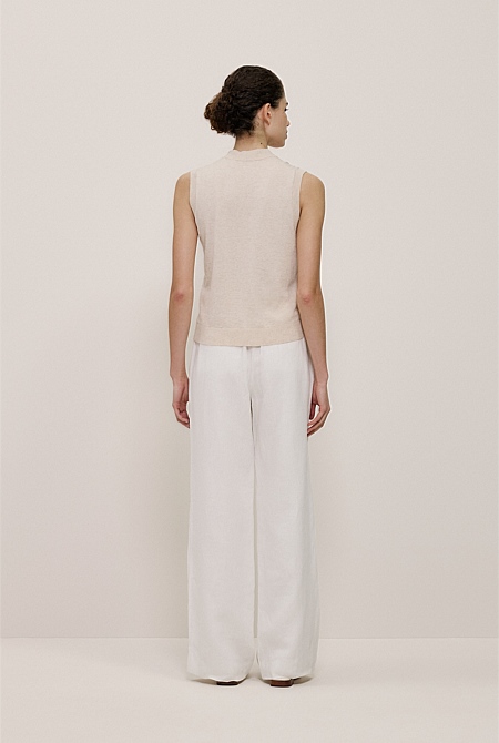 Cotton Cashmere Mock Neck Tank
