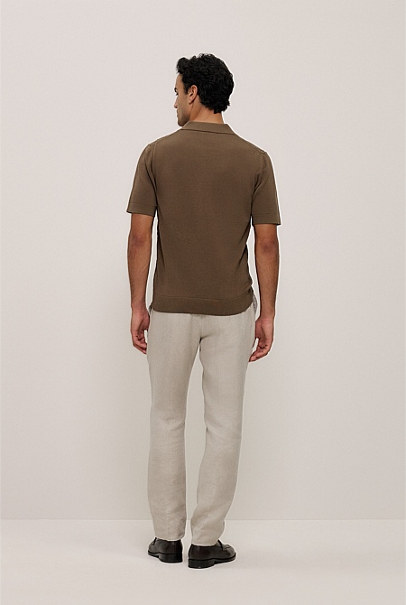 Mercerised Diamond Knit Polo