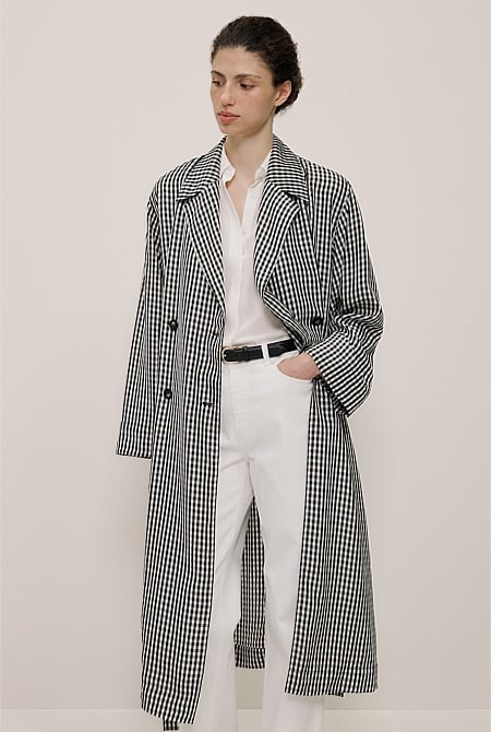 Gingham Lightweight Trench Coat