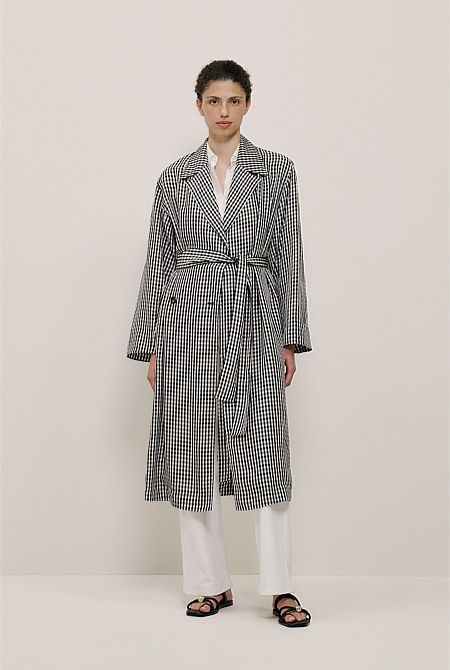 Gingham Lightweight Trench Coat