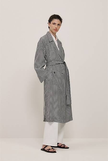 Gingham Lightweight Trench Coat