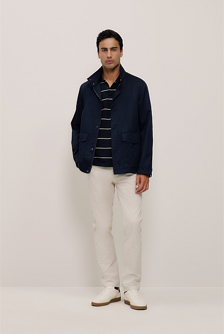 Pique Stripe Monogram Polo