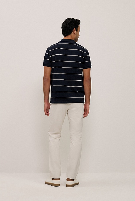 Pique Stripe Monogram Polo