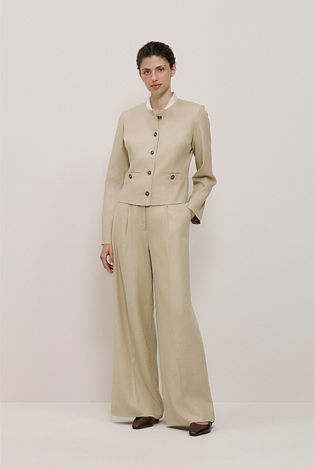 Textured Collarless Jacket