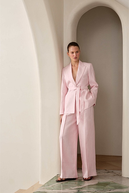 Linen Herringbone Pleat Front Pant Linen Herringbone Pleat Front Pant