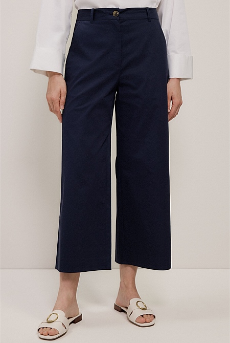 Cropped Wide Leg Chino Pant