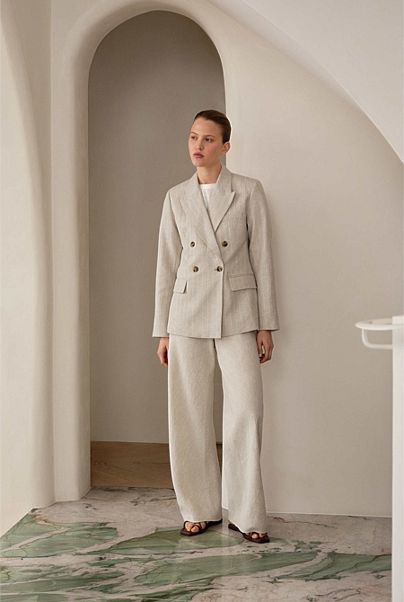 Yarn Dyed Linen Bias Pant