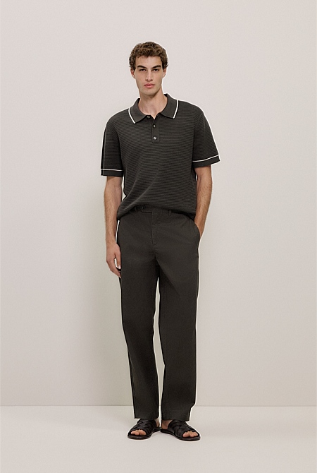 Textured Cotton Tipped Knit Polo