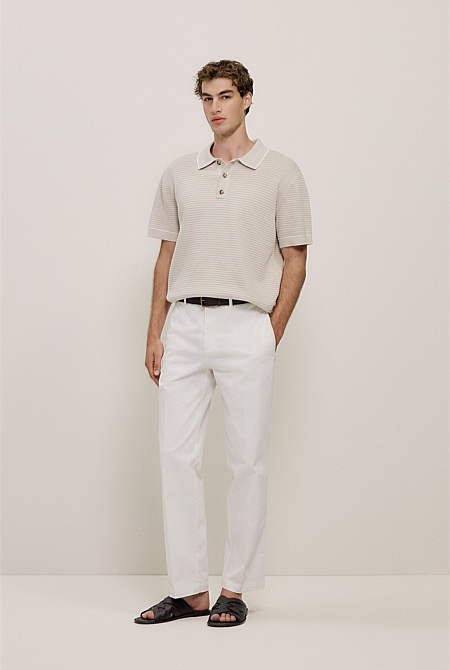 Textured Cotton Tipped Knit Polo Textured Cotton Tipped Knit Polo