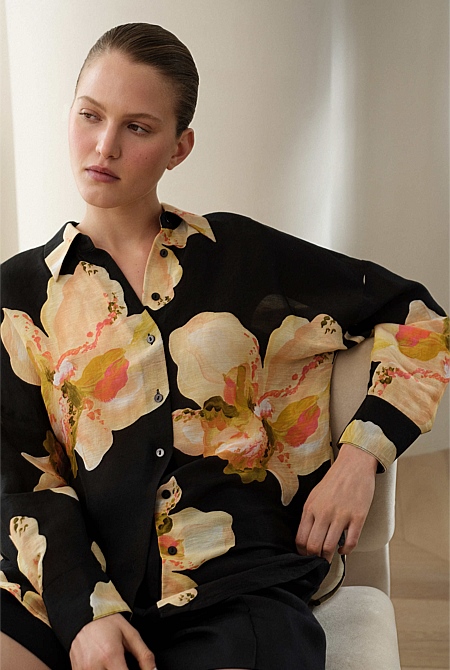 Caelia Linen Silk Relaxed Shirt Caelia Linen Silk Relaxed Shirt