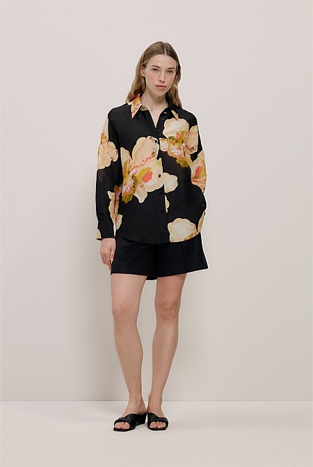 Caelia Linen Silk Relaxed Shirt