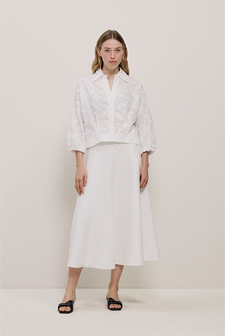 Embroidered Feather Detail Shirt