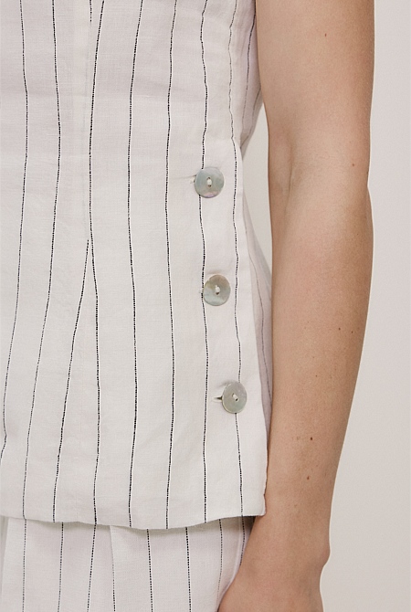 Linen Pinstripe Sleeveless Top