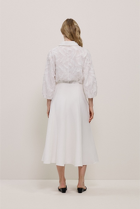 Textured Flare Midi Skirt