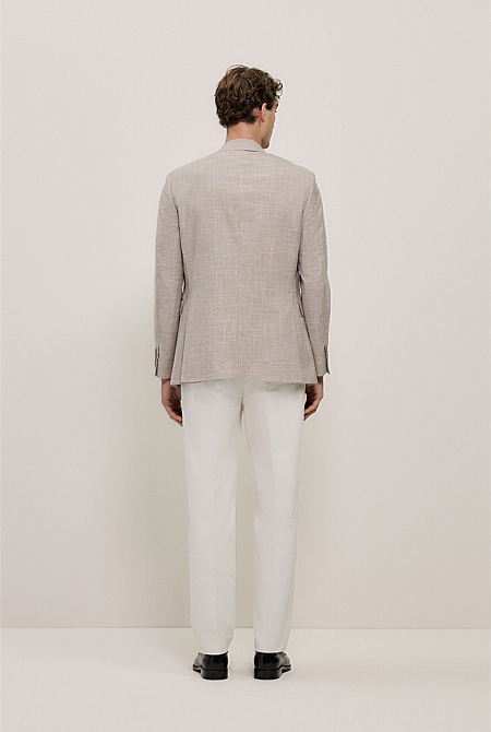 Textured Wool Blend Double Breasted Blazer