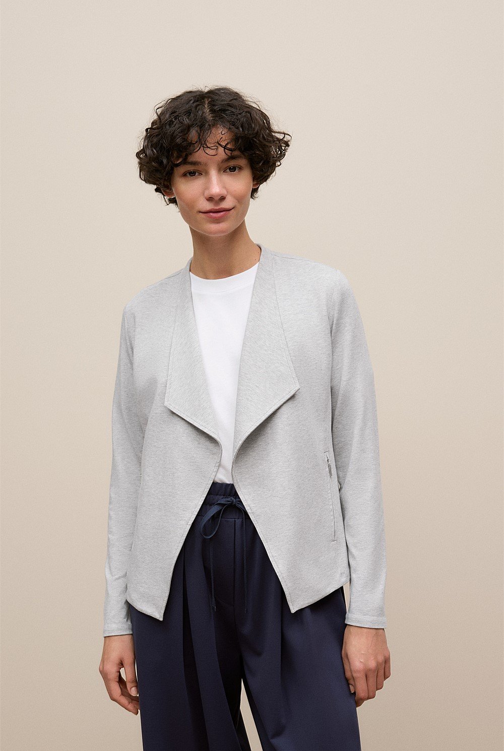 Light Grey Marle Bamboo Viscose Marle Jacket WOMEN Cardigans
