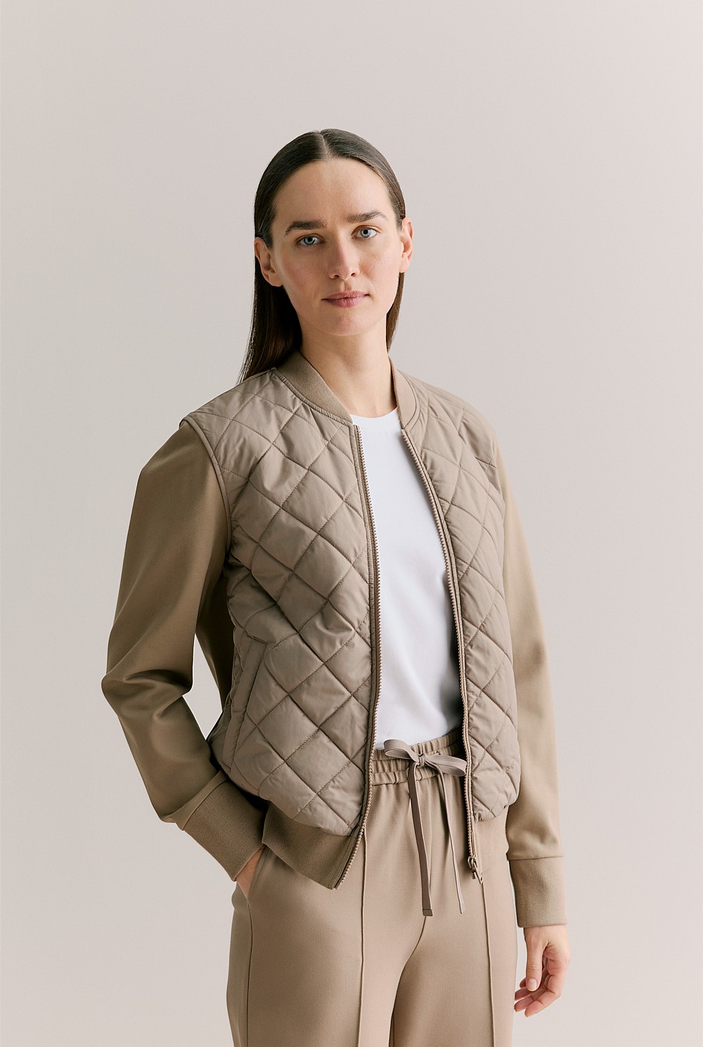 Clove Quilted Zip Through Bomber Jacket WOMEN Outerwear Trenery